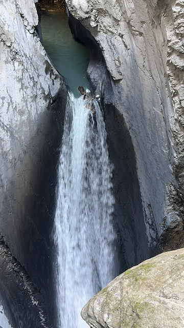 Water rushing through a narrow rock gorge