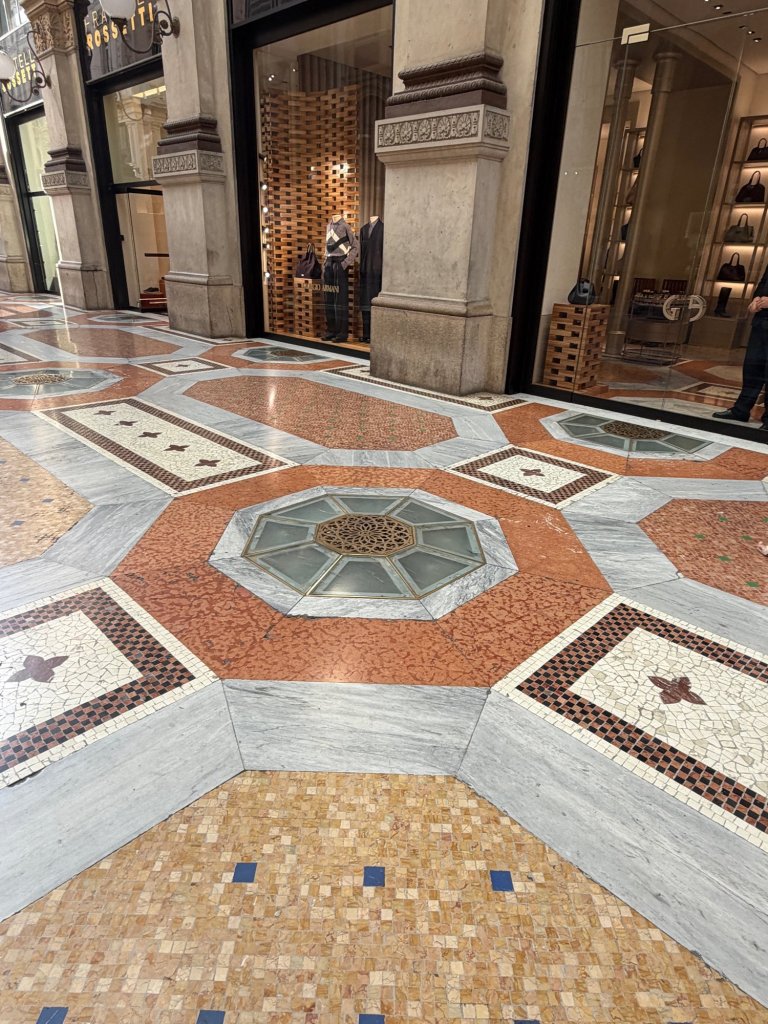 Intricate details in the floor of the Galleria
