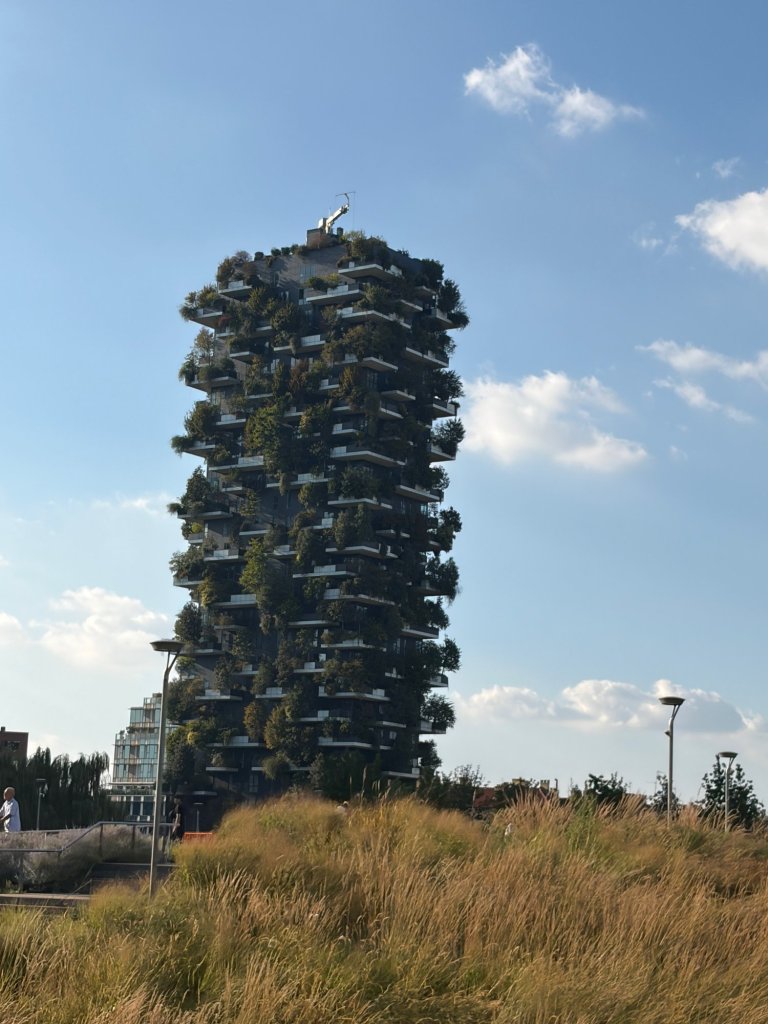 Trees on a residential tower in Milan