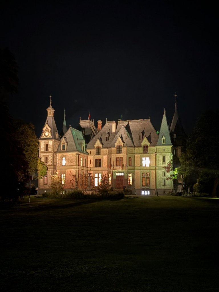 Schadau Castle at night